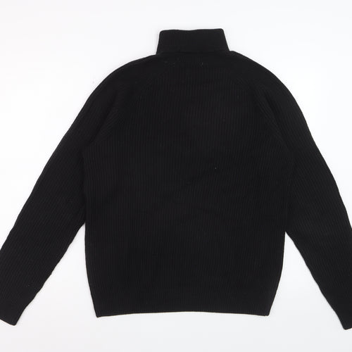 Jack & Jones Men’s Black Roll Neck Ribbed Knit Jumper Size M