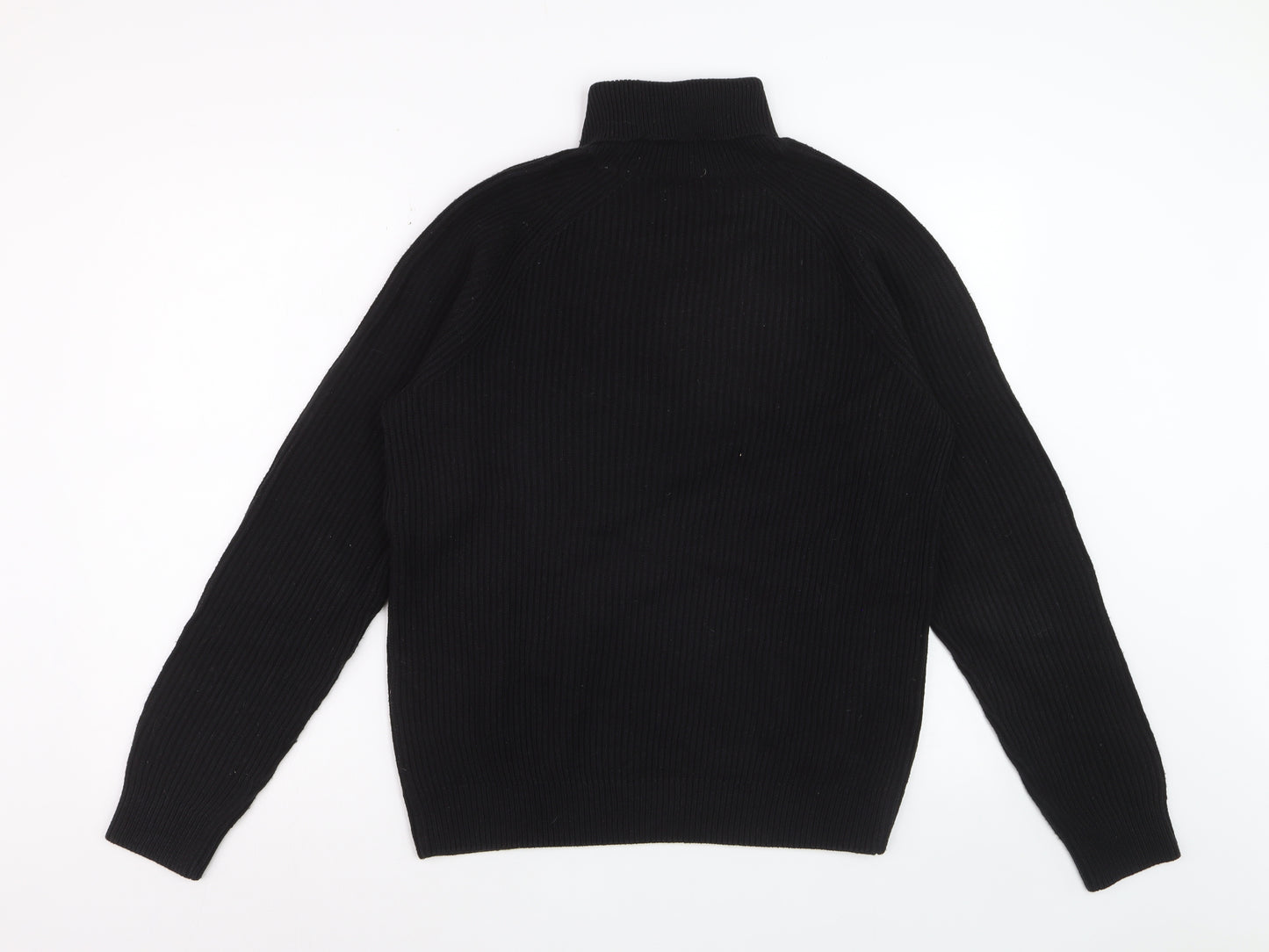 Jack & Jones Men’s Black Roll Neck Ribbed Knit Jumper Size M