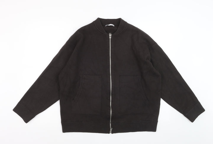 Zara Men's Black Bomber Jacket Size M Viscose Blend Casual