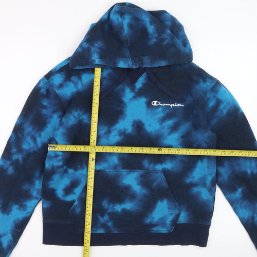 Champion Women's Blue Tie-Dye Pullover Hoodie Size M Cotton Blend