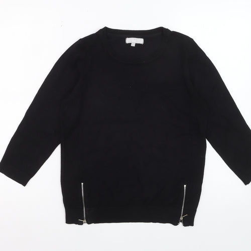 Red Herring Women Black Zip Hem Jumper Size 12 Classic Knit