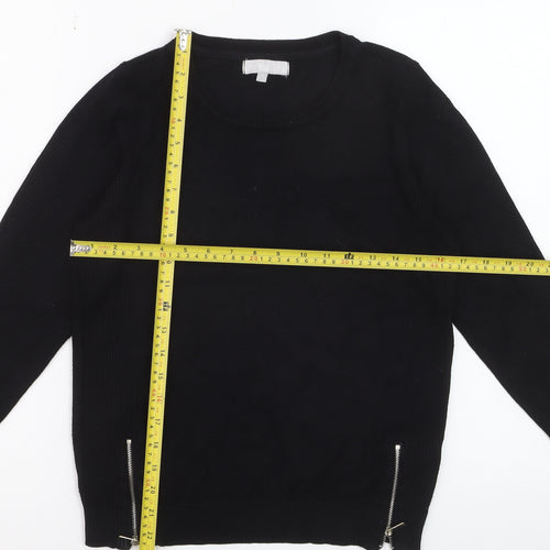 Red Herring Women Black Zip Hem Jumper Size 12 Classic Knit