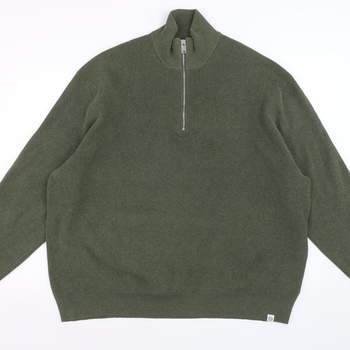 Marks and Spencer Men’s Green 4XL 1/2 Zip High Neck Jumper