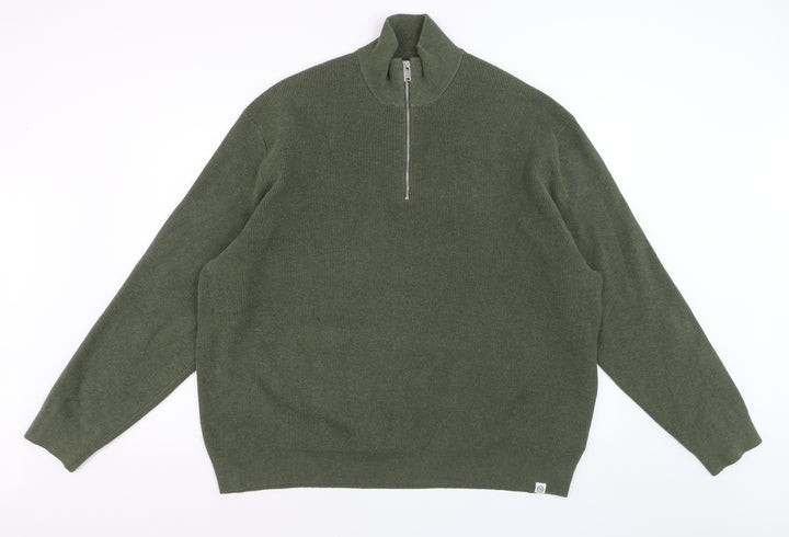 Marks and Spencer Men’s Green 4XL 1/2 Zip High Neck Jumper