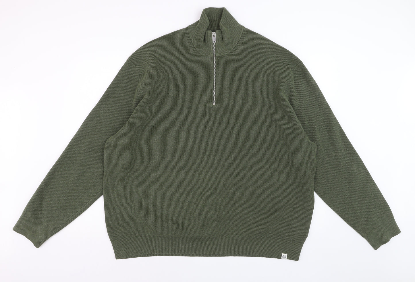 Marks and Spencer Men’s Green 4XL 1/2 Zip High Neck Jumper