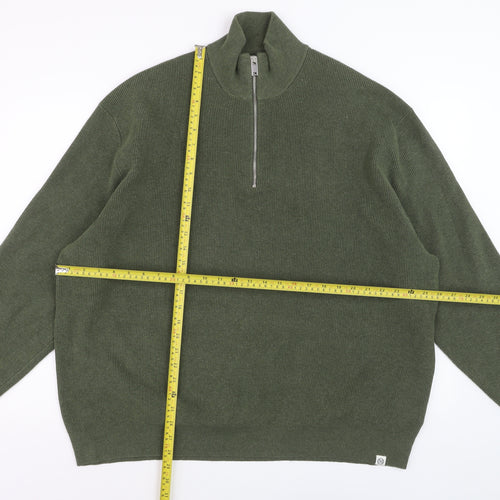 Marks and Spencer Men’s Green 4XL 1/2 Zip High Neck Jumper
