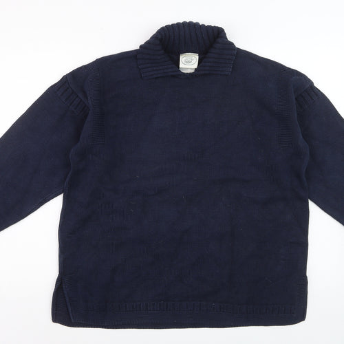 Laura Ashley Women's Blue Collared Cotton Pullover Jumper M