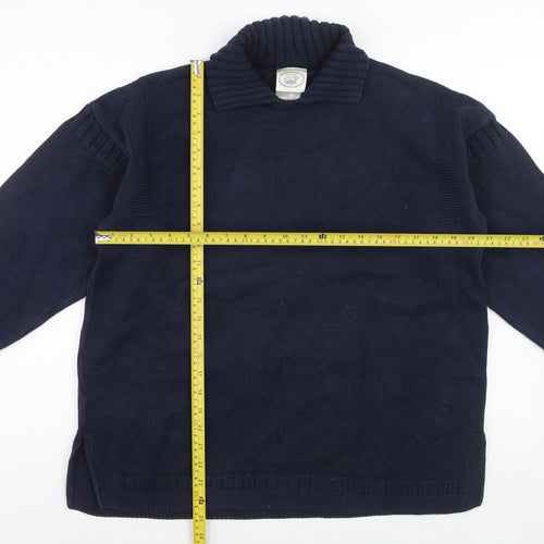 Laura Ashley Women's Blue Collared Cotton Pullover Jumper M