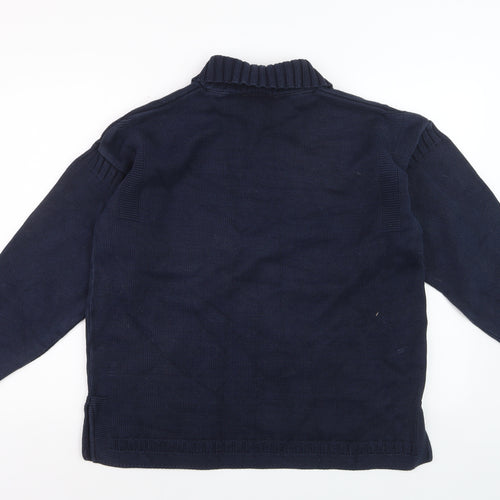 Laura Ashley Women's Blue Collared Cotton Pullover Jumper M