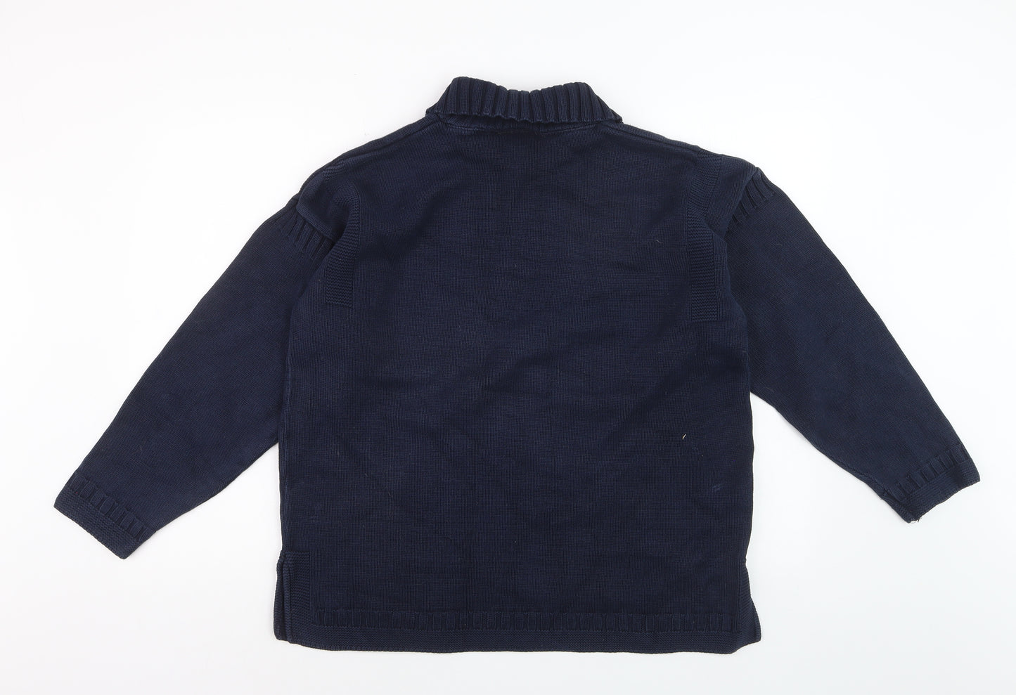 Laura Ashley Women's Blue Collared Cotton Pullover Jumper M