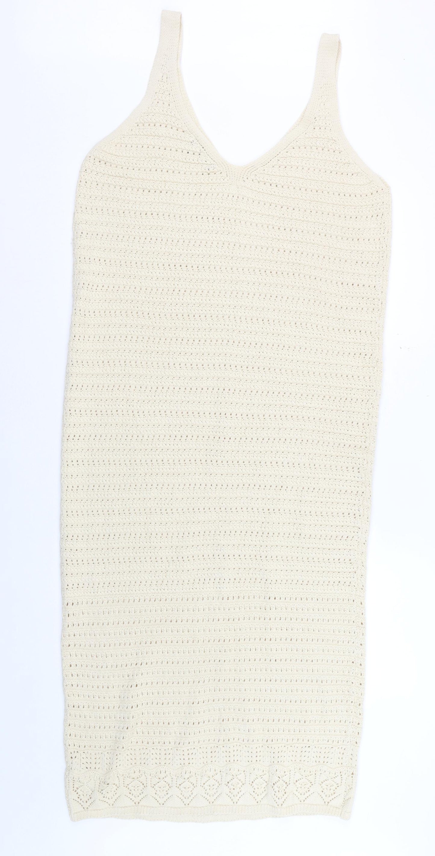 F&F Women’s Beige Crochet Midi Slip Dress Size M