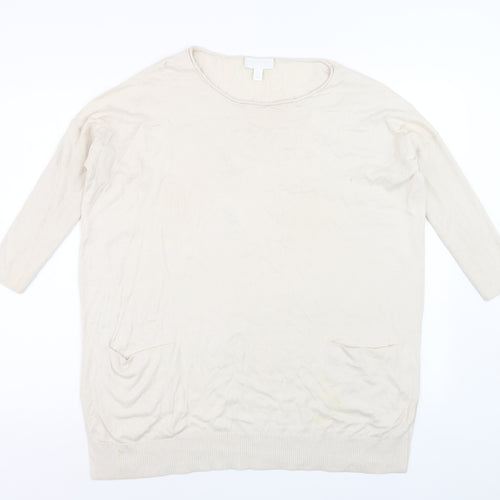 The White Company Women's Beige Tunic Jumper Size S Relaxed Knit