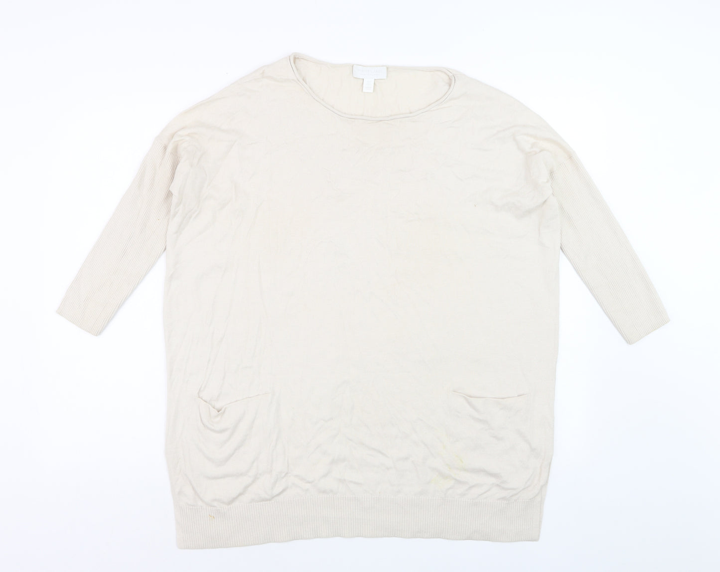 The White Company Women's Beige Tunic Jumper Size S Relaxed Knit