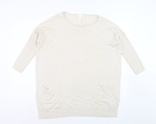 The White Company Women's Beige Tunic Jumper Size S Relaxed Knit