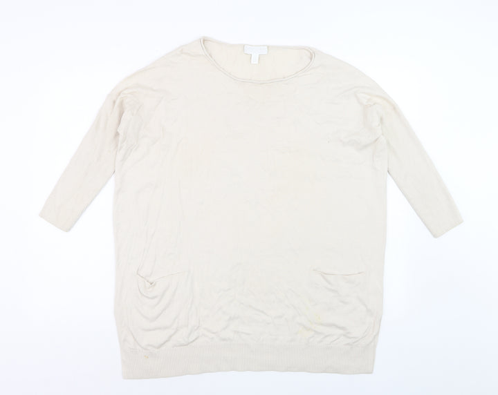 The White Company Women's Beige Tunic Jumper Size S Relaxed Knit