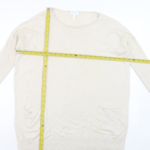 The White Company Women's Beige Tunic Jumper Size S Relaxed Knit