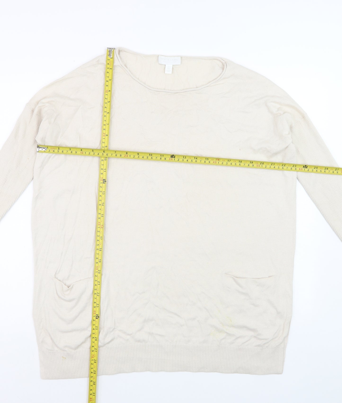 The White Company Women's Beige Tunic Jumper Size S Relaxed Knit