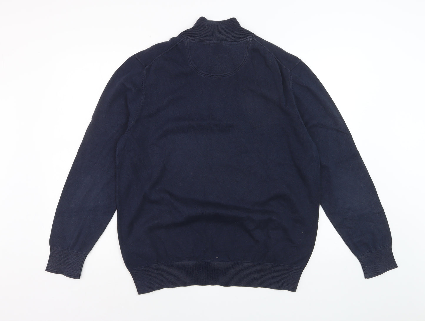 Timberland Men's Blue Cotton 1/2 Zip High Neck Jumper Size L