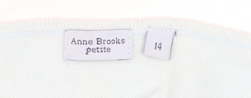 Anne Brooks Petite Women's Blue Short Sleeve Bow Knit Jumper Size 14