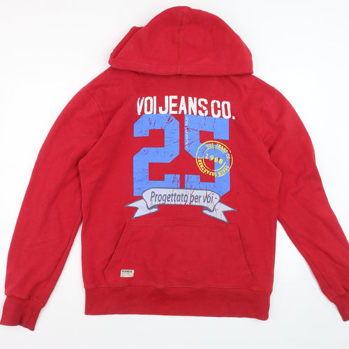 Voi Jeans Men’s Red Pullover Hoodie L Graphic Print Cotton Blend