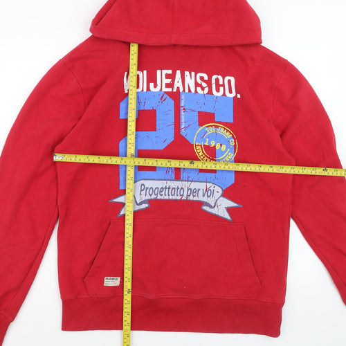 Voi Jeans Men’s Red Pullover Hoodie L Graphic Print Cotton Blend