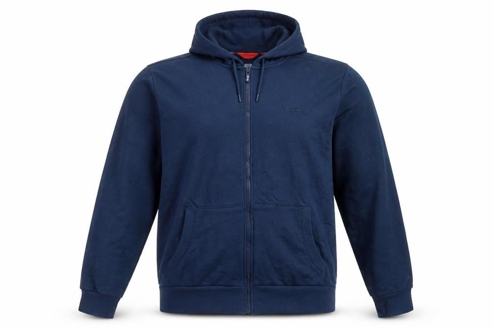 Front view of Slazenger Men's Blue Full Zip Hoodie, size L, Regular Fit