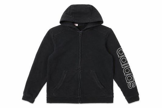 Adidas Boys Black Full Zip Hoodie Size M Cotton Blend Graphic Logo