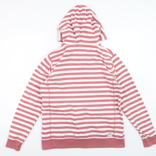 FatFace Women Pink White Stripe Full Zip Hoodie Size 16 Cotton Blend