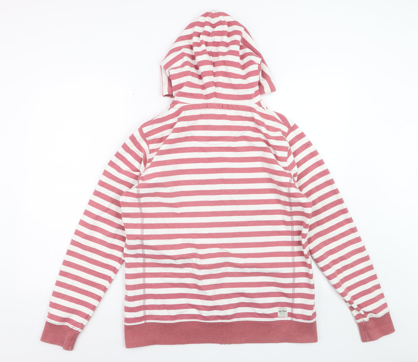 FatFace Women Pink White Stripe Full Zip Hoodie Size 16 Cotton Blend