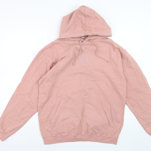YAE Womens Pink Pullover Hoodie Large Cotton Blend Casual