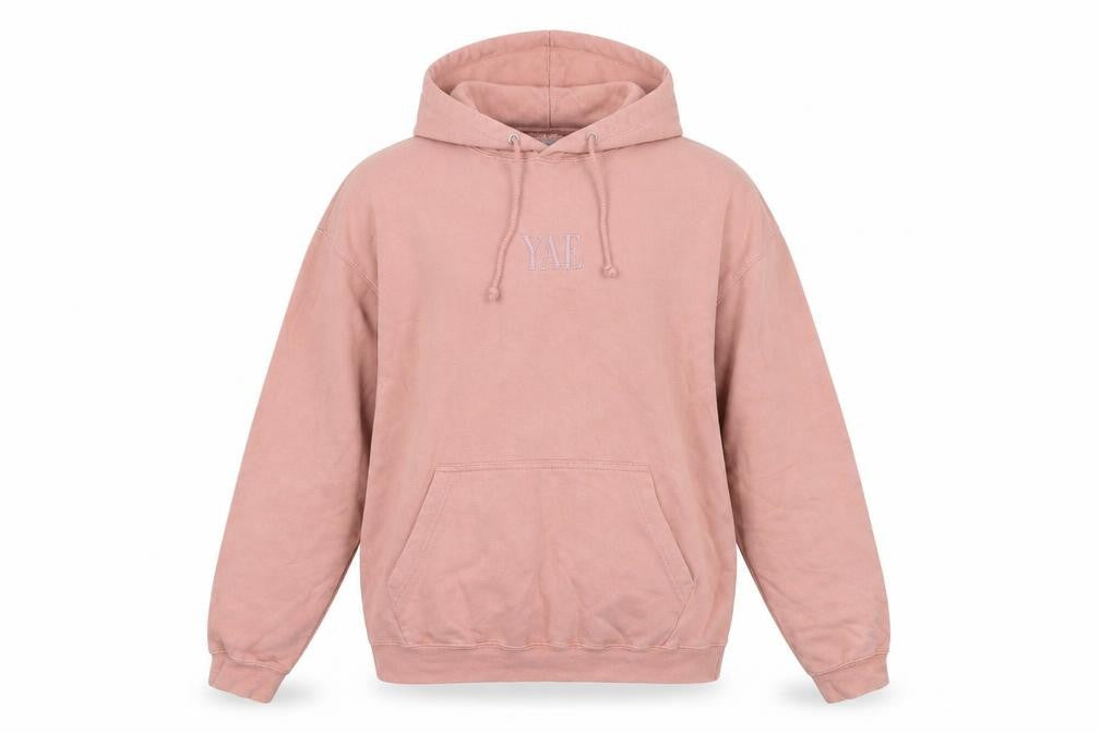 Front view of YAE women’s pink pullover hoodie large cotton blend casual