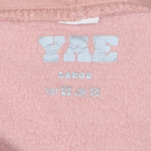 YAE Womens Pink Pullover Hoodie Large Cotton Blend Casual