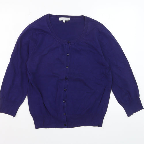 Red Herring Women's Blue Cotton Blend Button Cardigan Size 12