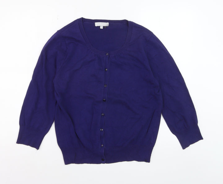 Red Herring Women's Blue Cotton Blend Button Cardigan Size 12