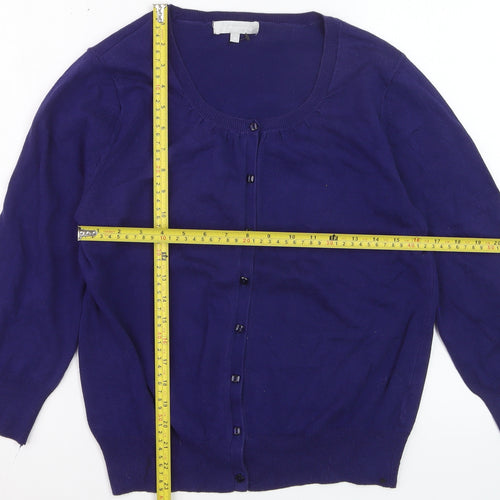 Red Herring Women's Blue Cotton Blend Button Cardigan Size 12