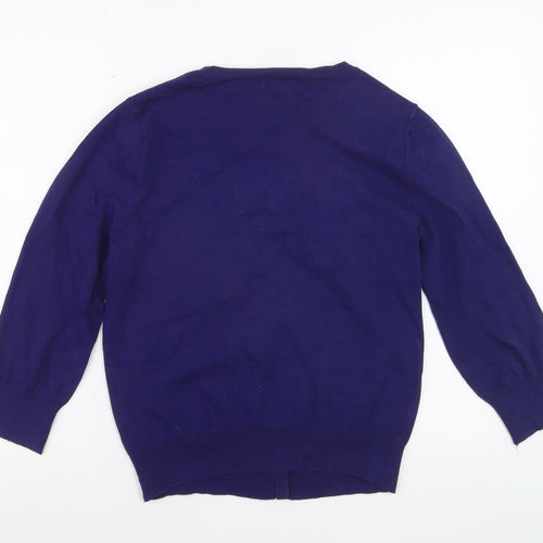 Red Herring Women's Blue Cotton Blend Button Cardigan Size 12