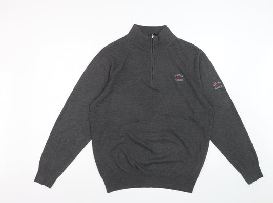 Cutter & Buck Men's Grey 1/2 Zip High Neck Polyester Jumper Size L