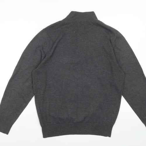 Cutter & Buck Men's Grey 1/2 Zip High Neck Polyester Jumper Size L