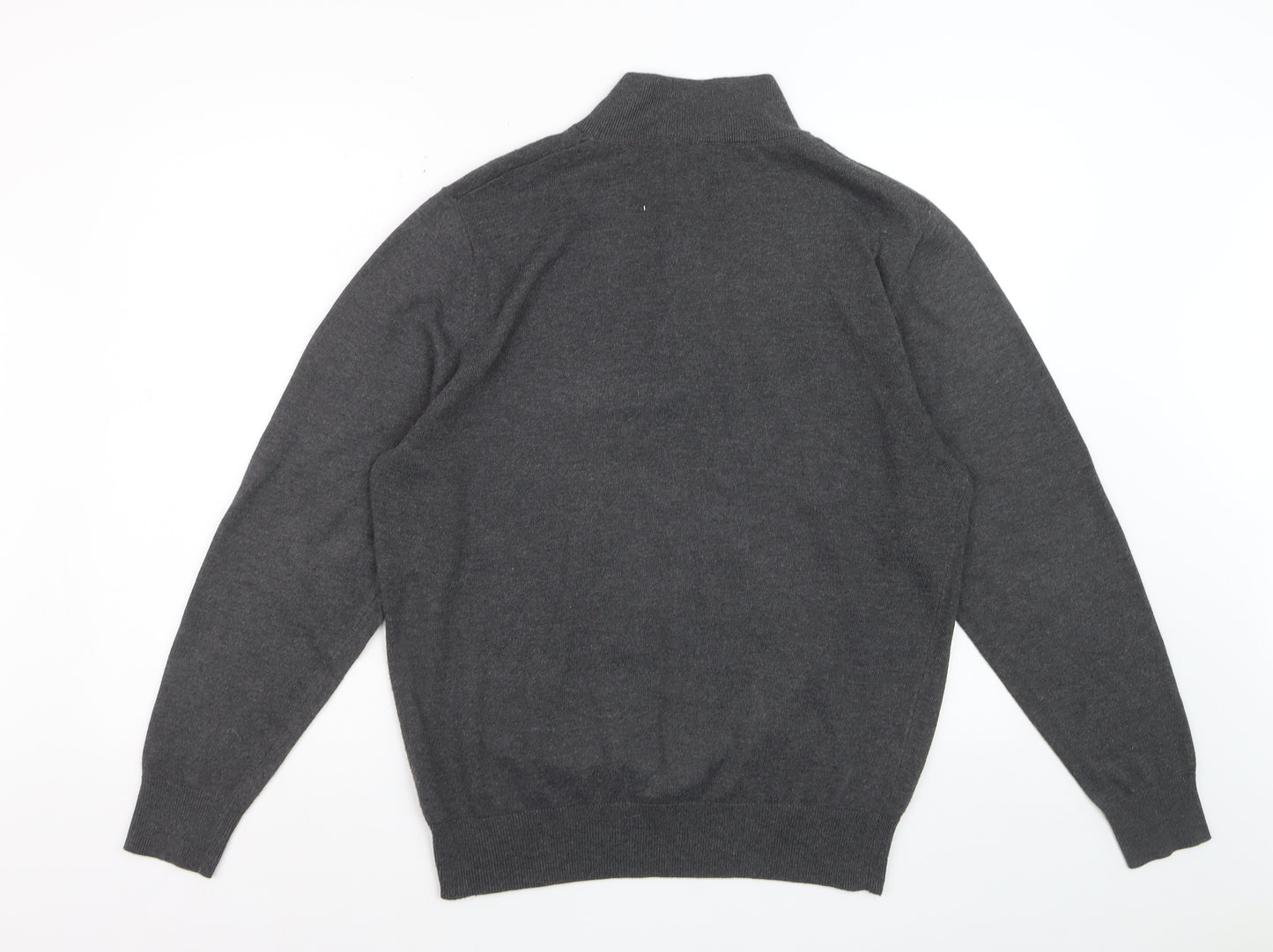 Cutter & Buck Men's Grey 1/2 Zip High Neck Polyester Jumper Size L