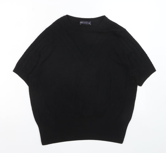 Marks and Spencer Women's Black Knit Short Sleeve Jumper Size 16