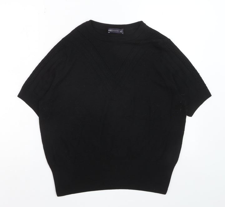 Marks and Spencer Women's Black Knit Short Sleeve Jumper Size 16
