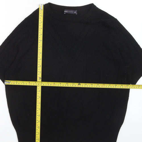 Marks and Spencer Women's Black Knit Short Sleeve Jumper Size 16