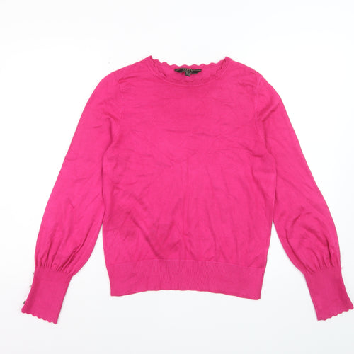 Lipsy Women’s Pink Long Sleeve Crew Neck Knit Jumper UK 12
