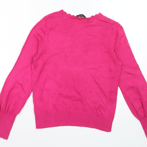 Lipsy Women’s Pink Long Sleeve Crew Neck Knit Jumper UK 12