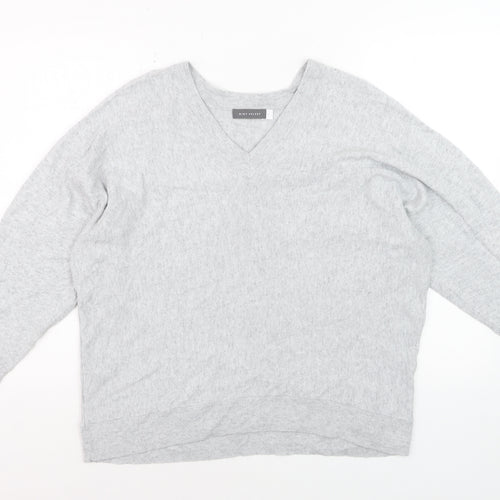 Mint Velvet Women’s Grey V-Neck Cotton Blend Jumper Size L