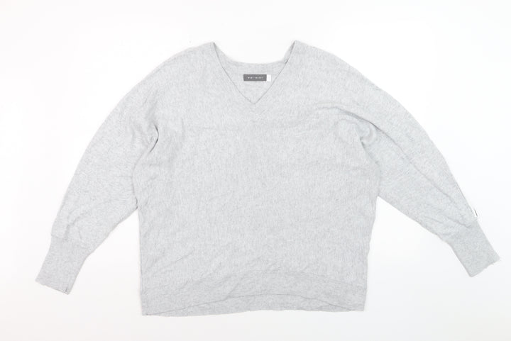 Mint Velvet Women’s Grey V-Neck Cotton Blend Jumper Size L
