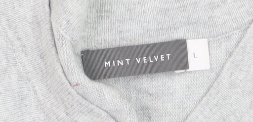 Mint Velvet Women’s Grey V-Neck Cotton Blend Jumper Size L