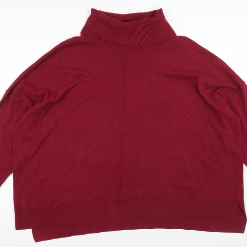Live Unlimited Women's Red Roll Neck Plus Size 28 Relaxed Fit Jumper