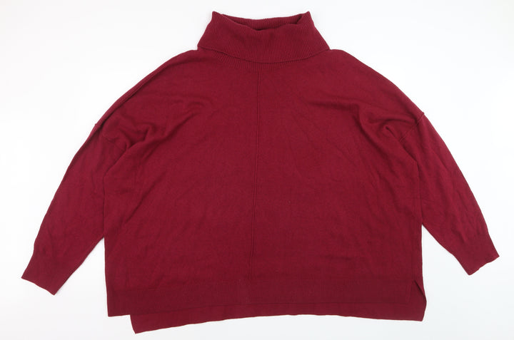 Live Unlimited Women's Red Roll Neck Plus Size 28 Relaxed Fit Jumper
