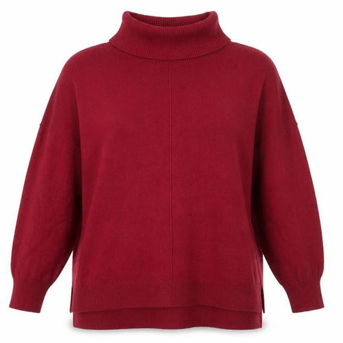 Live Unlimited Women's Red Roll Neck Plus Size 28 Relaxed Fit Jumper